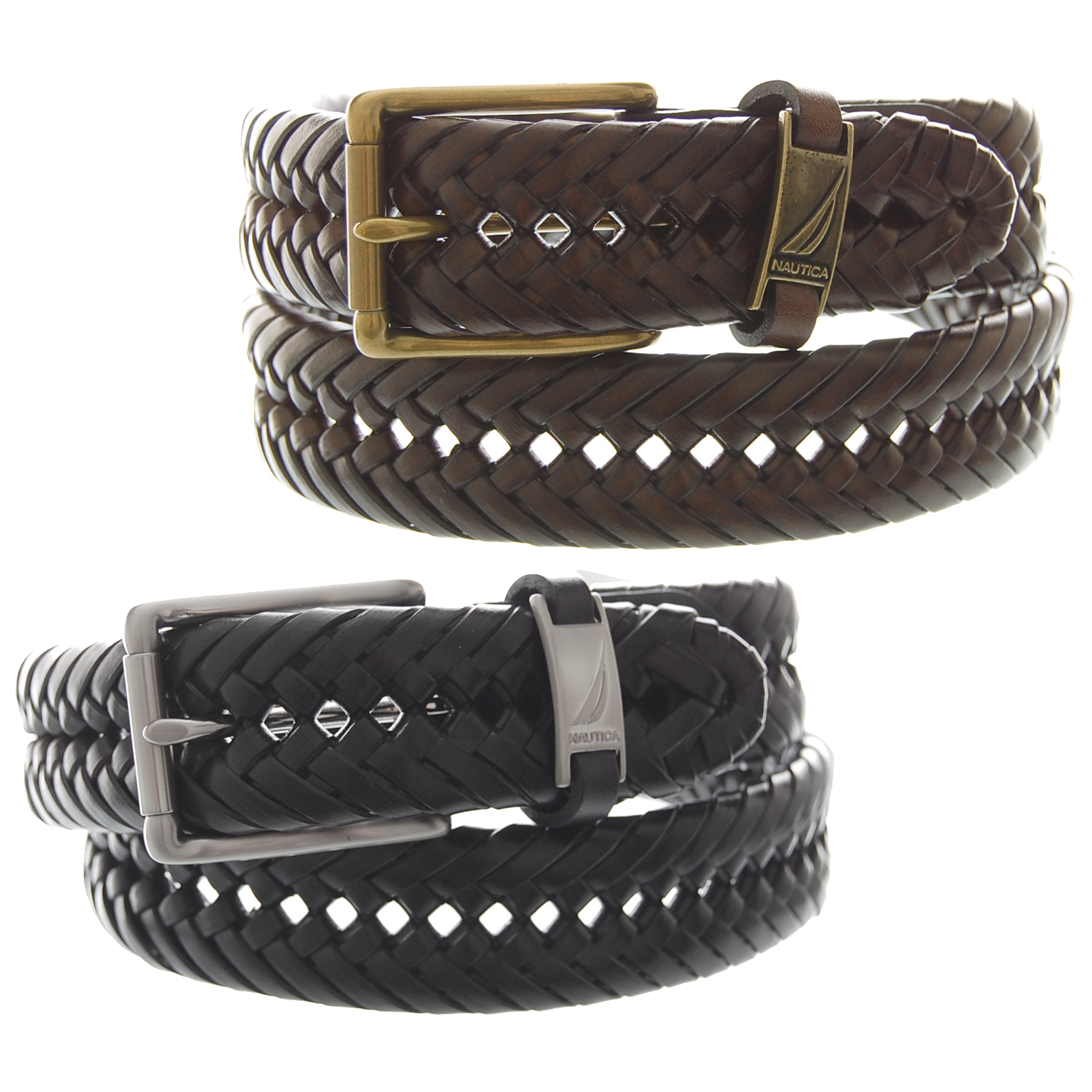 Nautica Mens Genuine Leather Braided Belt eBay